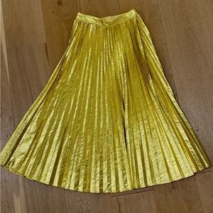 NWT J. Crew gold pleated midi skirt size 00